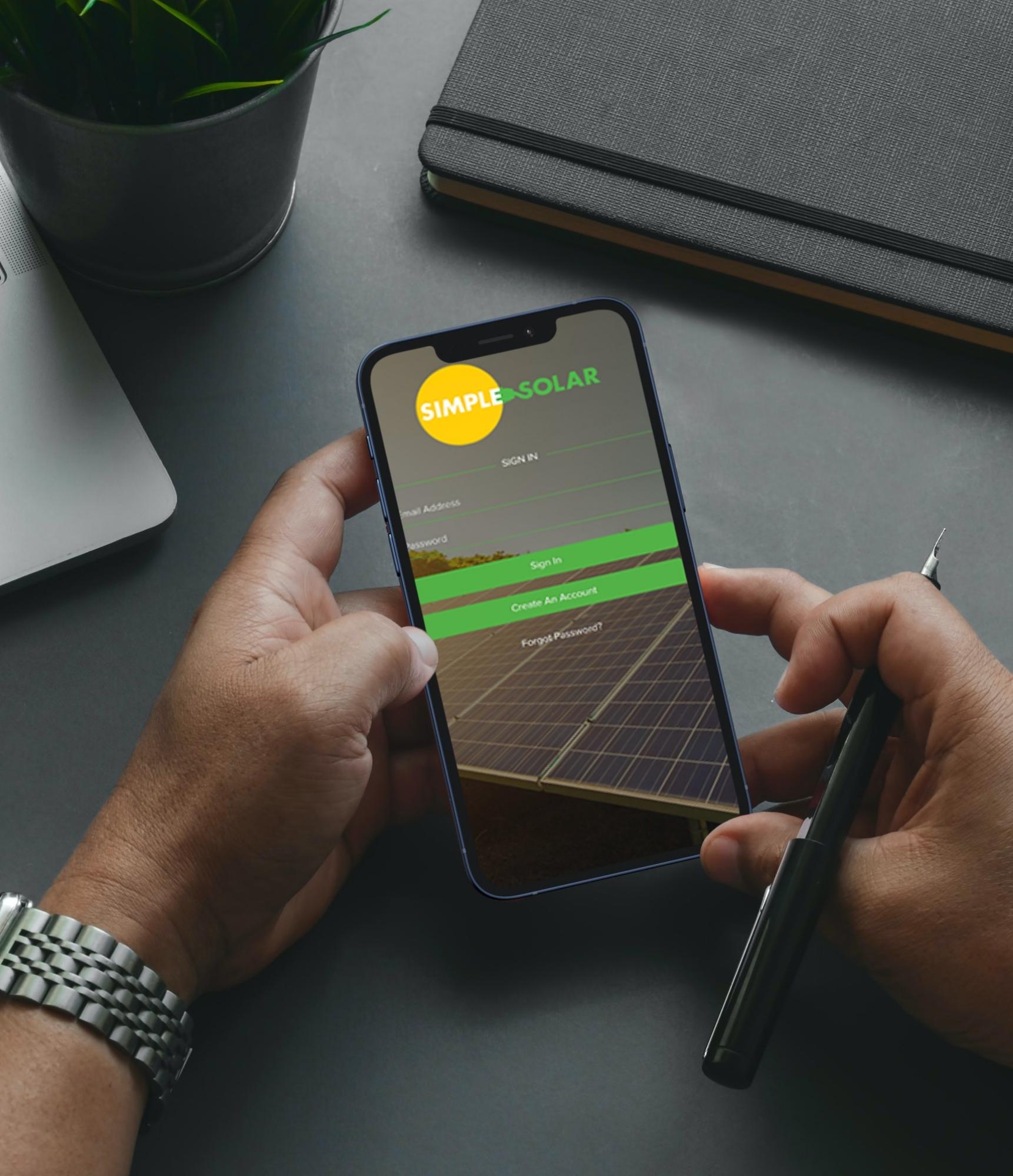 simple solar referral app login screen mobile